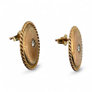 Vintage Diamond Stud Earrings 14K Yellow Gold