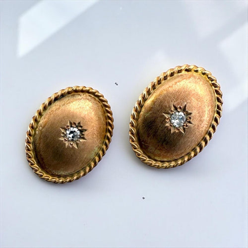 Vintage Diamond Stud Earrings 14K Yellow Gold