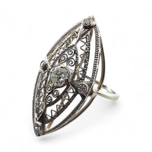 Vintage Filigree Brooch Conversion Elongated Ring