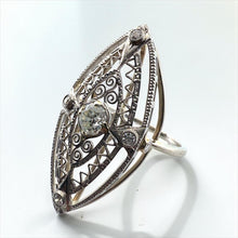 Vintage Filigree Brooch Conversion Elongated Ring