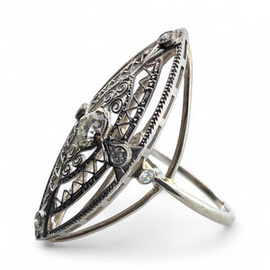 Vintage Filigree Brooch Conversion Elongated Ring