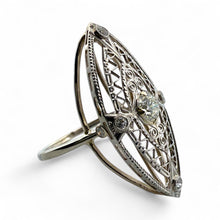 Vintage Filigree Brooch Conversion Elongated Ring