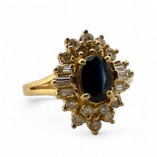 Vintage Diamond & Sapphire Cluster Ring 14K Yellow Gold