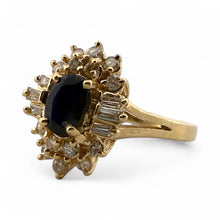 Vintage Diamond & Sapphire Cluster Ring 14K Yellow Gold
