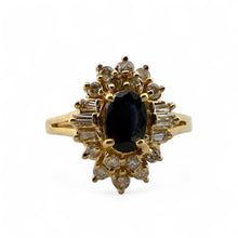 Vintage Diamond & Sapphire Cluster Ring 14K Yellow Gold