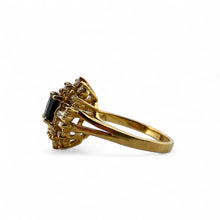 Vintage Diamond & Sapphire Cluster Ring 14K Yellow Gold