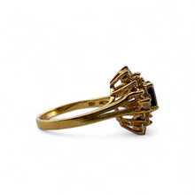 Vintage Diamond & Sapphire Cluster Ring 14K Yellow Gold