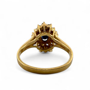 Vintage Diamond & Sapphire Cluster Ring 14K Yellow Gold