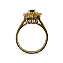 Vintage Diamond & Sapphire Cluster Ring 14K Yellow Gold
