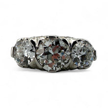 Vintage 3 CTW Edwardian Era Three Stone Diamond Platinum Engagement Ring