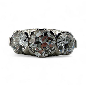 Vintage 3 CTW Edwardian Era Three Stone Diamond Platinum Engagement Ring