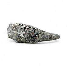 Vintage 3 CTW Edwardian Era Three Stone Diamond Platinum Engagement Ring