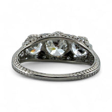 Vintage 3 CTW Edwardian Era Three Stone Diamond Platinum Engagement Ring