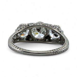 Vintage 3 CTW Edwardian Era Three Stone Diamond Platinum Engagement Ring