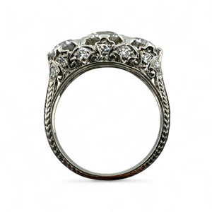 Vintage 3 CTW Edwardian Era Three Stone Diamond Platinum Engagement Ring