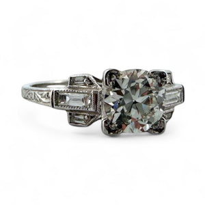 Vintage 1 Carat Art Deco Solitaire Platinum Engagement Ring