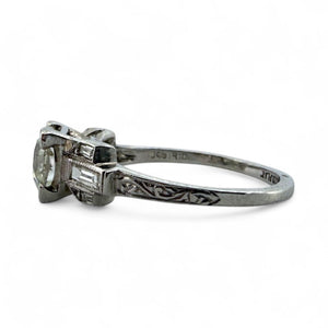 Vintage 1 Carat Art Deco Solitaire Platinum Engagement Ring