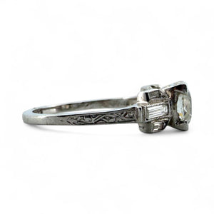 Vintage 1 Carat Art Deco Solitaire Platinum Engagement Ring