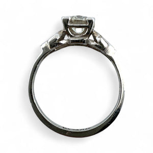 Vintage 1 Carat Art Deco Solitaire Platinum Engagement Ring