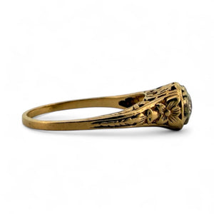 Edwardian 0.5 Carat Old European Cut Diamond Engagement Ring 14K Yellow Gold