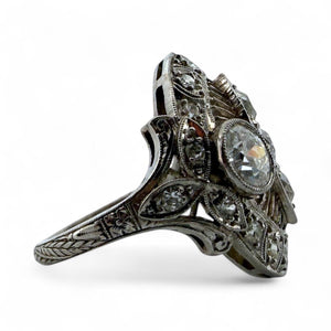 Edwardian Era 2 CTW Old European Cut Diamond Platinum Cocktail Ring