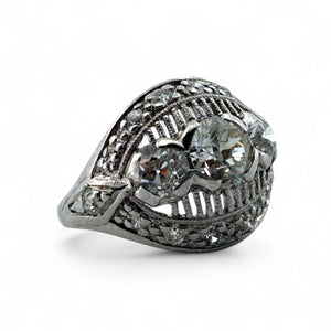 Vintage 1.3CTW Old European Cut Diamond Platinum Cocktail Ring