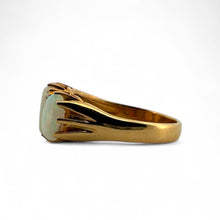 Vintage Opal & Diamond Three Stone Ring 18K Yellow Gold