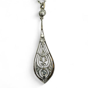 Vintage Edwardian Era Dainty Filigree Diamond Necklace