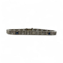 Vintage Art Deco Sapphire & Diamond Filigree Bracelet