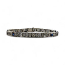 Vintage Art Deco Sapphire & Diamond Filigree Bracelet