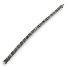 Vintage Art Deco Sapphire & Diamond Filigree Bracelet