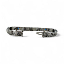 Vintage Art Deco Sapphire & Diamond Filigree Bracelet