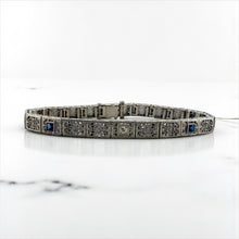 Vintage Art Deco Sapphire & Diamond Filigree Bracelet