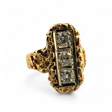 Vintage Gold Nugget Elongated Diamond Cocktail Ring