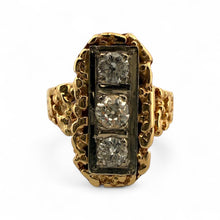 Vintage Gold Nugget Elongated Diamond Cocktail Ring