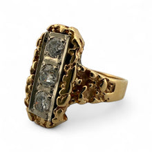 Vintage Gold Nugget Elongated Diamond Cocktail Ring