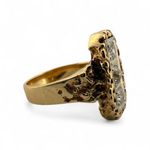 Vintage Gold Nugget Elongated Diamond Cocktail Ring