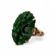 Retro Carved Jade Ring 14K Yellow Gold