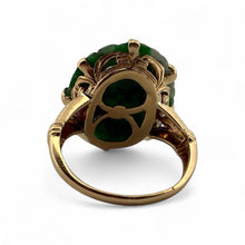 Retro Carved Jade Ring 14K Yellow Gold