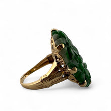 Retro Carved Jade Ring 14K Yellow Gold