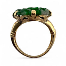 Retro Carved Jade Ring 14K Yellow Gold