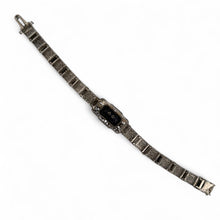 Vintage Art Deco Synthetic Sapphire & Diamond Filigree Bracelet 14K White Gold
