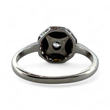 Vintage Art Deco Dainty Onyx & Diamond Filigree Ring 14K White Gold