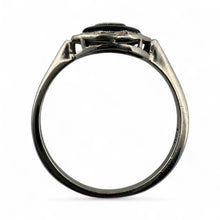 Vintage Art Deco Dainty Onyx & Diamond Filigree Ring 14K White Gold