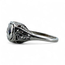 Vintage Art Deco Sapphire & Diamond Filigree Cocktail Ring Belais & Co