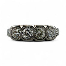 Vintage 1CTW Old Mine Cut Diamond Four Stone Band Style Ring