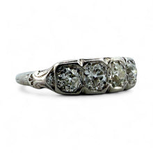 Vintage 1CTW Old Mine Cut Diamond Four Stone Band Style Ring