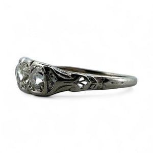 Vintage 1CTW Old Mine Cut Diamond Four Stone Band Style Ring