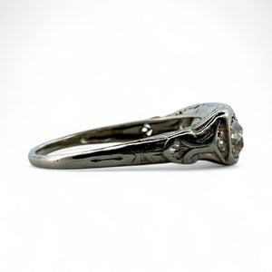 Vintage 1CTW Old Mine Cut Diamond Four Stone Band Style Ring