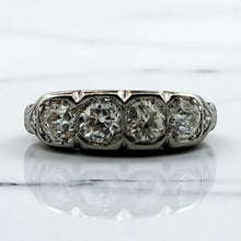 Vintage 1CTW Old Mine Cut Diamond Four Stone Band Style Ring